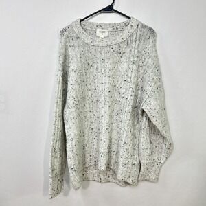 P.S. Kate‎ Gray Speckled Knit Crewneck Sweater Soft Cozy Minimalist Capsule S